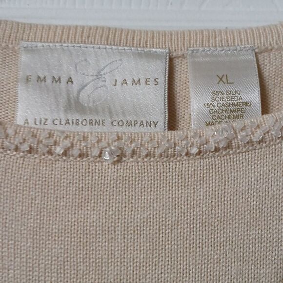 Emma James ivory silk and cashmere blend lightweight sweater Sz XL NWT - Picture 4 of 8